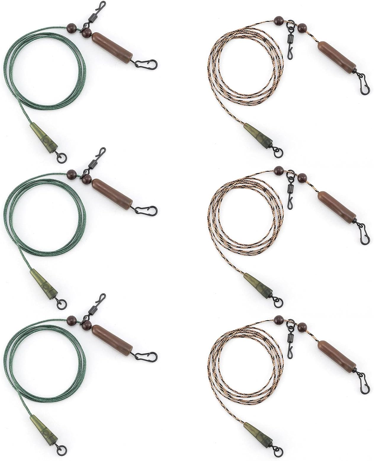 Alwonder 6 x Pre-tied Carp Rigs for Anti Tangle Helicopter Rigs Set up Carp Fishing Accessories Ready Action Leadcore Leaders for Weedy or Silty Bottom