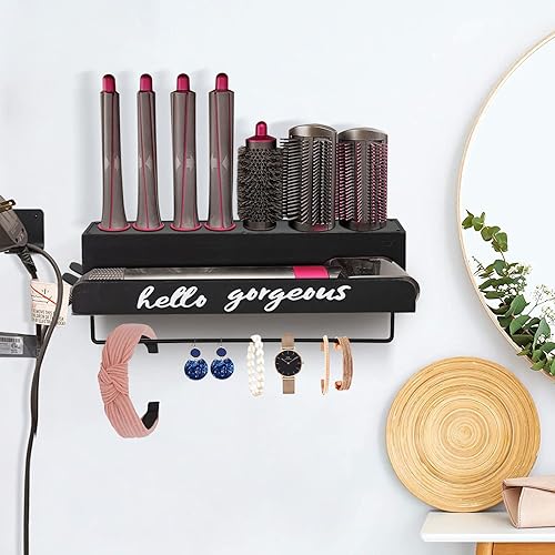 Miniatura 4 de Soporte de almacenamiento para accesorios de rizador Dyson Airwrap, soporte para secador de pelo Dyson con barra de toalla montado en la pared,