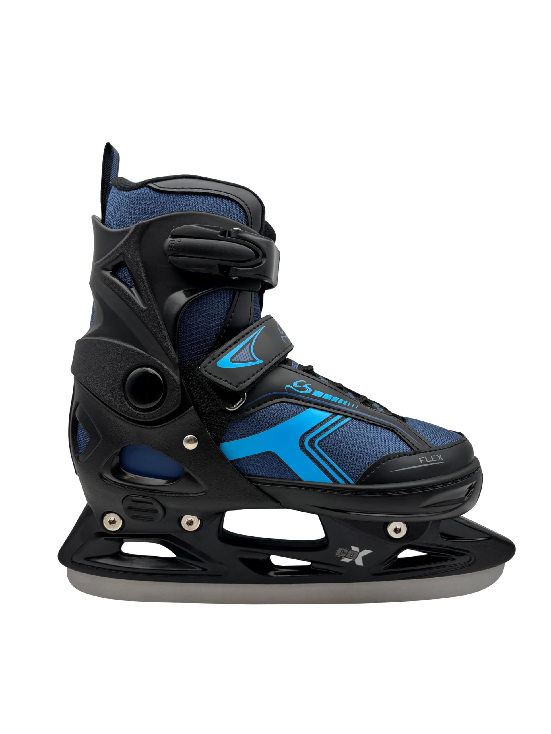 Cox Swain verstellbare Schlittschuhe Polar, Eislaufschuhe für Kinder, Jugendliche und Erwachsene bis 100KG, vorgeschliffene Edelstahlkufe, Softboot, Blue Gr. XS (29-32)