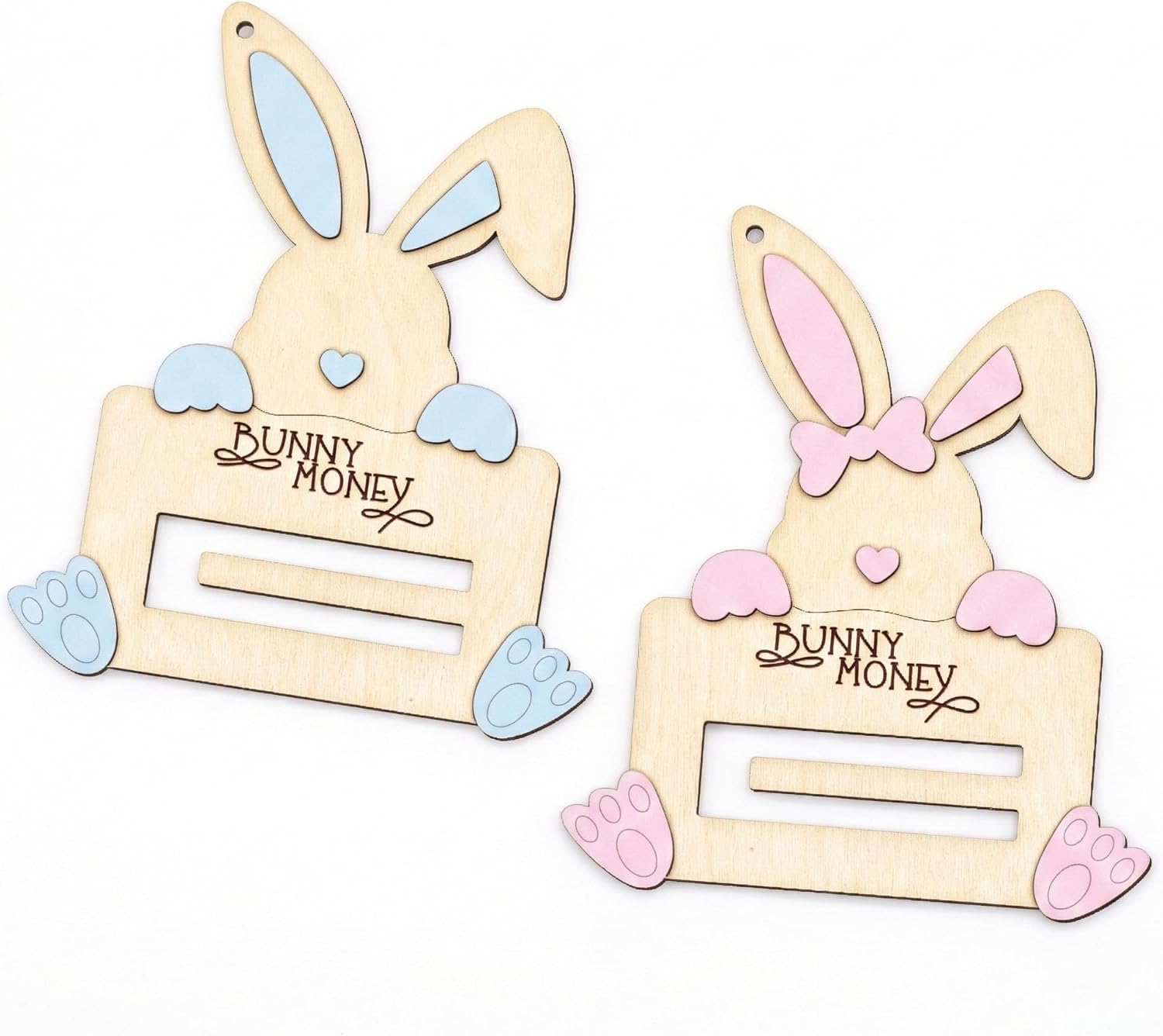 Set of 2 Easter Bunny Money Holders for Cash Gifts, Basket Stuffers for Kids, Toddlers, Baby Boy Girl, Cute Bunny Money Gift Holder, Easter Basket Decorations (Mix)