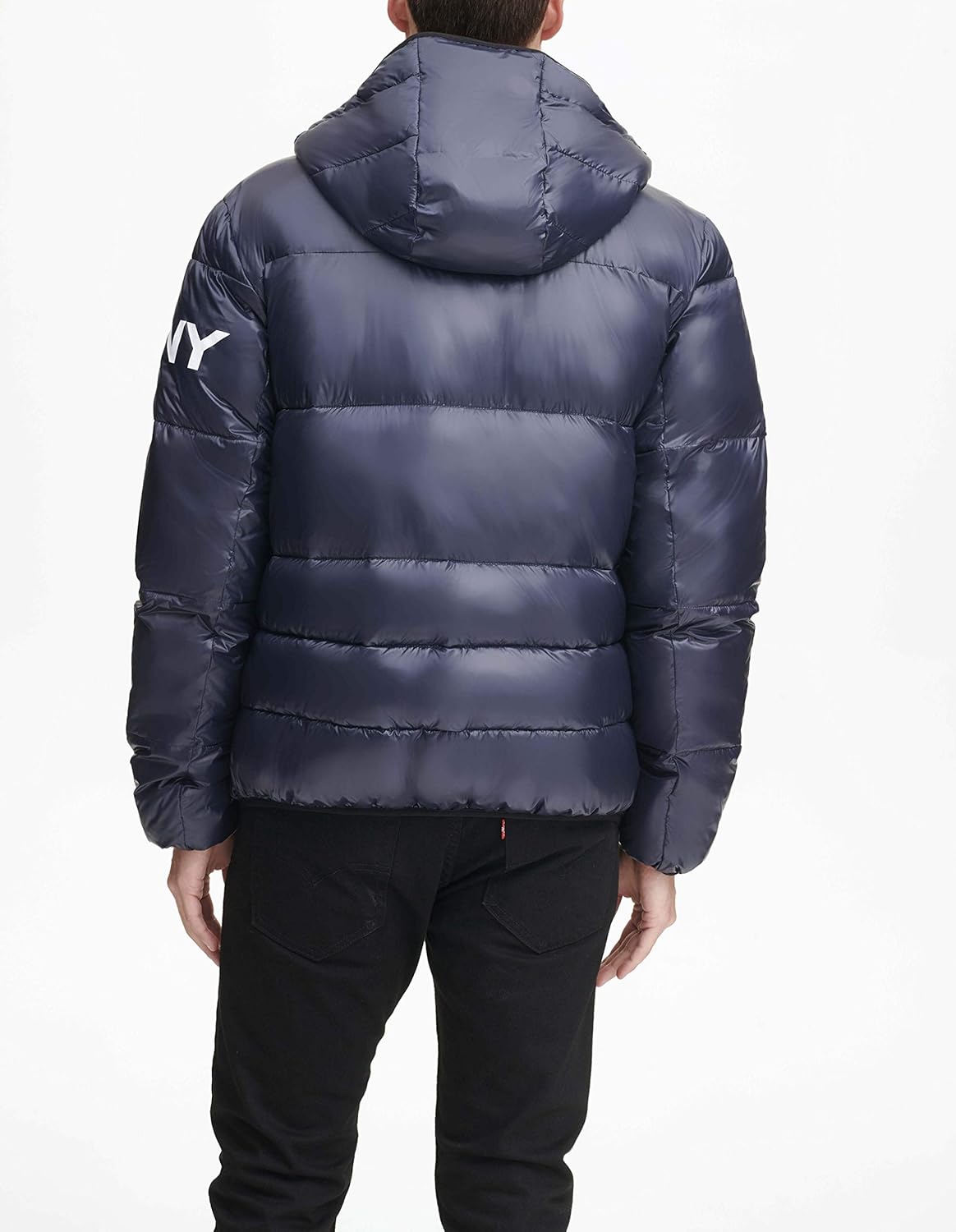 DKNY Men's Water Resistant Ultra Loft Hooded Logo Puffer Jacket (Standard and Big & Tall) - Image 2