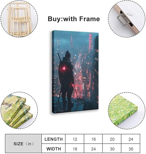Miniatura 2 de Retro Cyber Samurai Wall Decor  80s Vaporwave Poster  Sci-Fi Tokyo Skyline Art Poster Print for Teen Boys Room Wall Art Canvas Painting Print