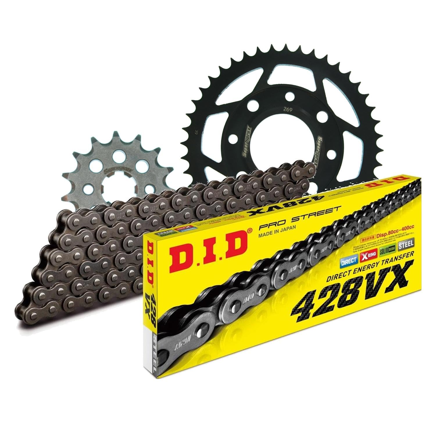 Jeu de chaînes DID 428VX 128 sans fin Honda CBZ F JC23 125 CC acier