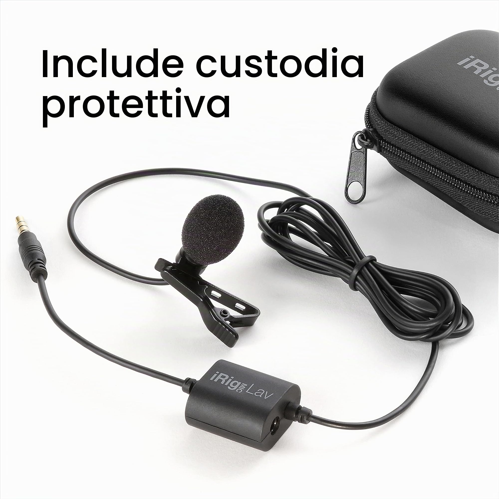 Ik Multimedia IP-IRIG-MICLAV2P-IN Irig Mic Lav Kit da 2 Microfoni Lavalier per iOS e Android, Nero/Antracite
