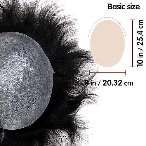 Miniatura 3 de Lordhair Toupee para hombres con cabello humano 100% europeo 8x10 pulgadas para hombres 0.001 in sistema de cabello de piel ultra fina para todos