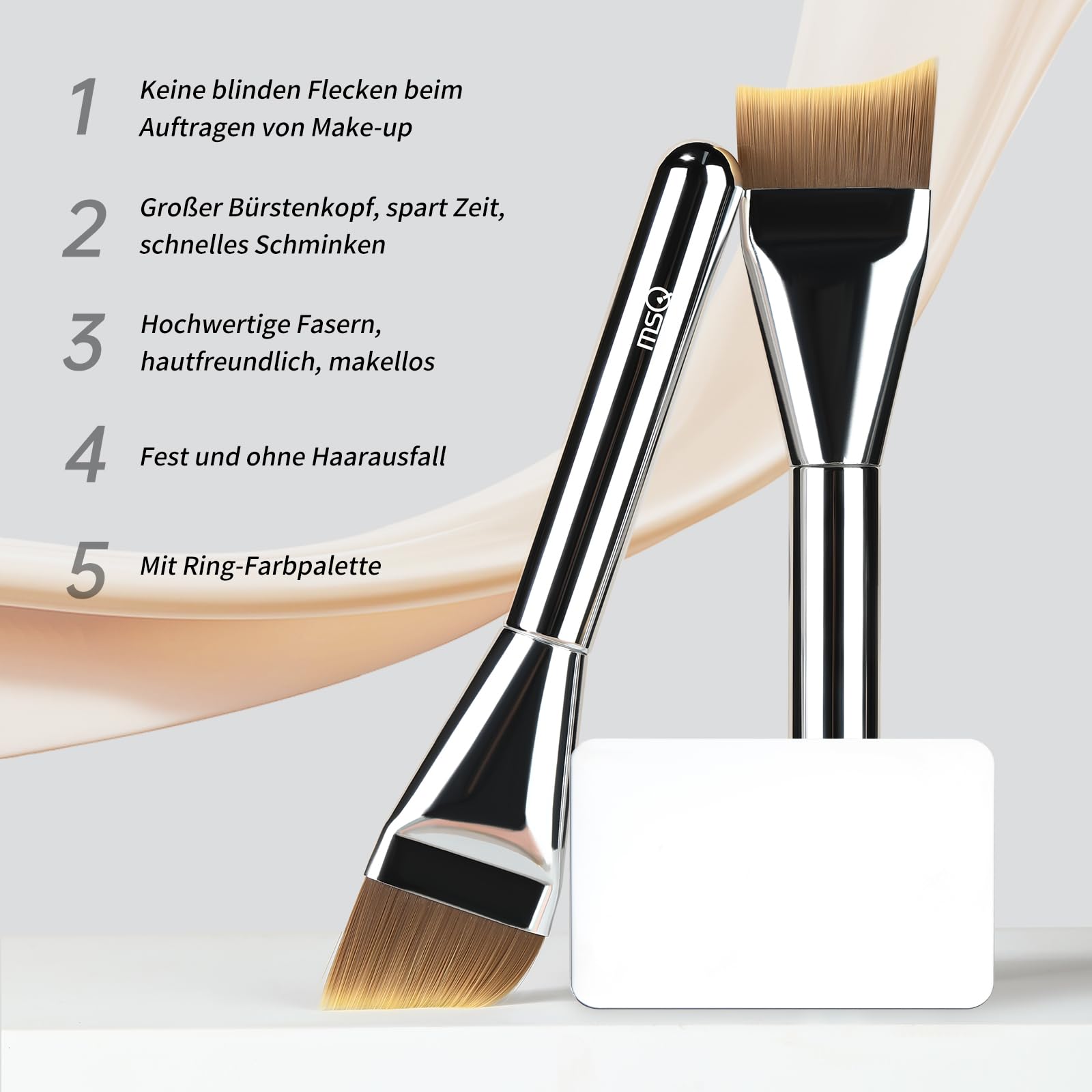 MSQ Pinceau de fond de teint ultra fin avec palette de fond de teint | pinceau de maquillage en poudre
