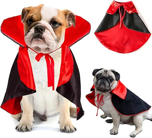 Pet Halloween Costumes - Funny Cat Vampire Devil Cloak, Witch