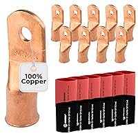 Vista 203 de SELTERM - 2 terminales de anillo resistentes para cable de batería, calibre 4 AWG, pernos de 3/8 pulgadas, terminales de calibre 4, ojales de cobre