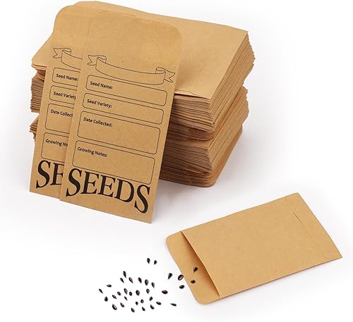 Miniatura 1 de 200 sobres de semillas, bolsa de papel reutilizable autosellante para almacenamiento de semillas impresa con tipos de plantillas de nombre pequeños