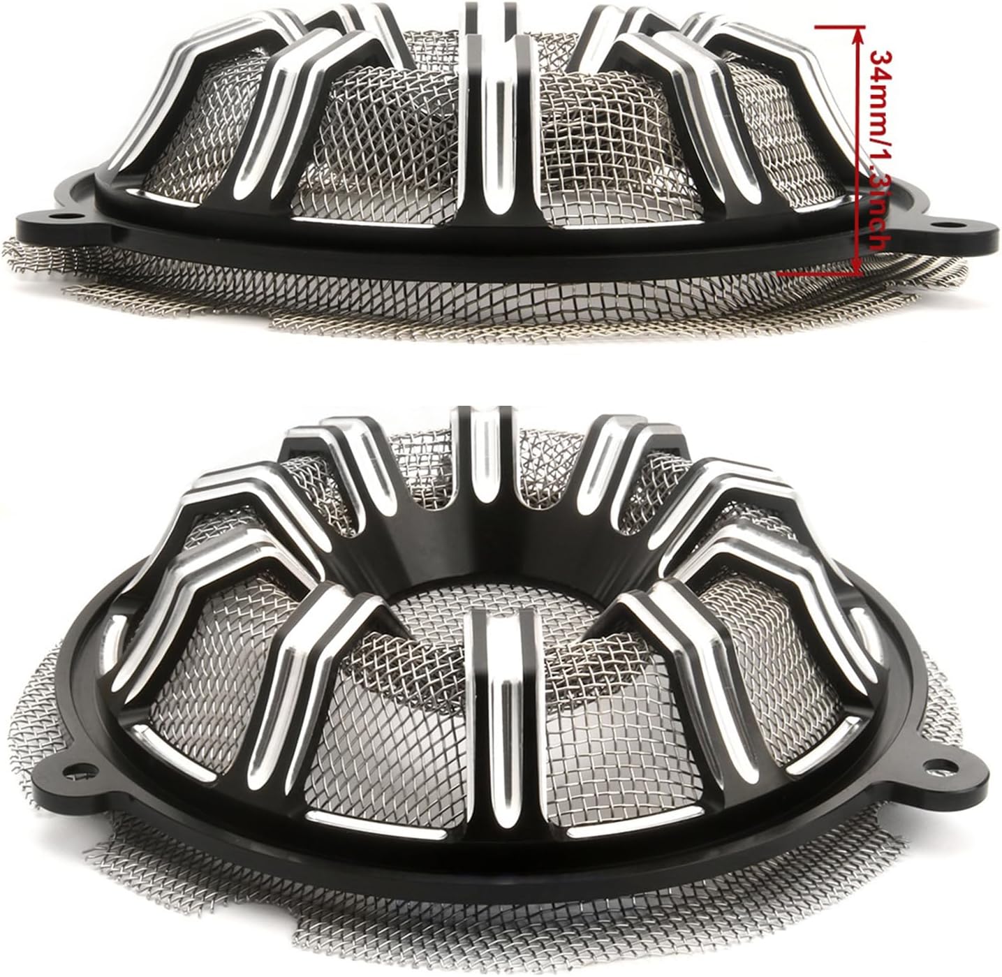Gauge Forged Billet Speaker Grills for Harley Touring FLHT FLHX, 2014-2019, Street Electra Glide FL Trike Models (BLACK, Gauge size)