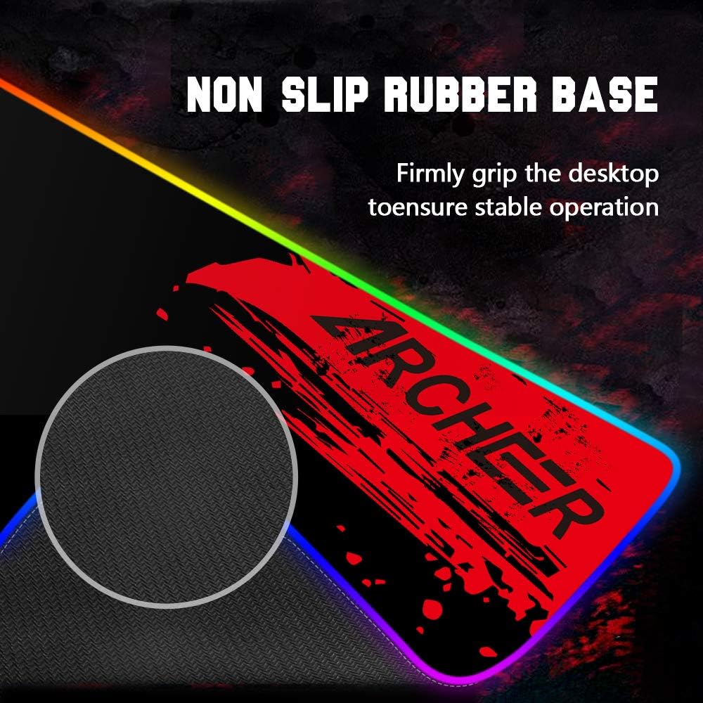 ARCHEER RGB Gaming Mouse Pad, LED Soft Extra Extended Large Mouse Pad, Anti-Slip Rubber Base, Computer Keyboard Mouse Mat - 31.5 X 11.8 Inch(800x300mm)