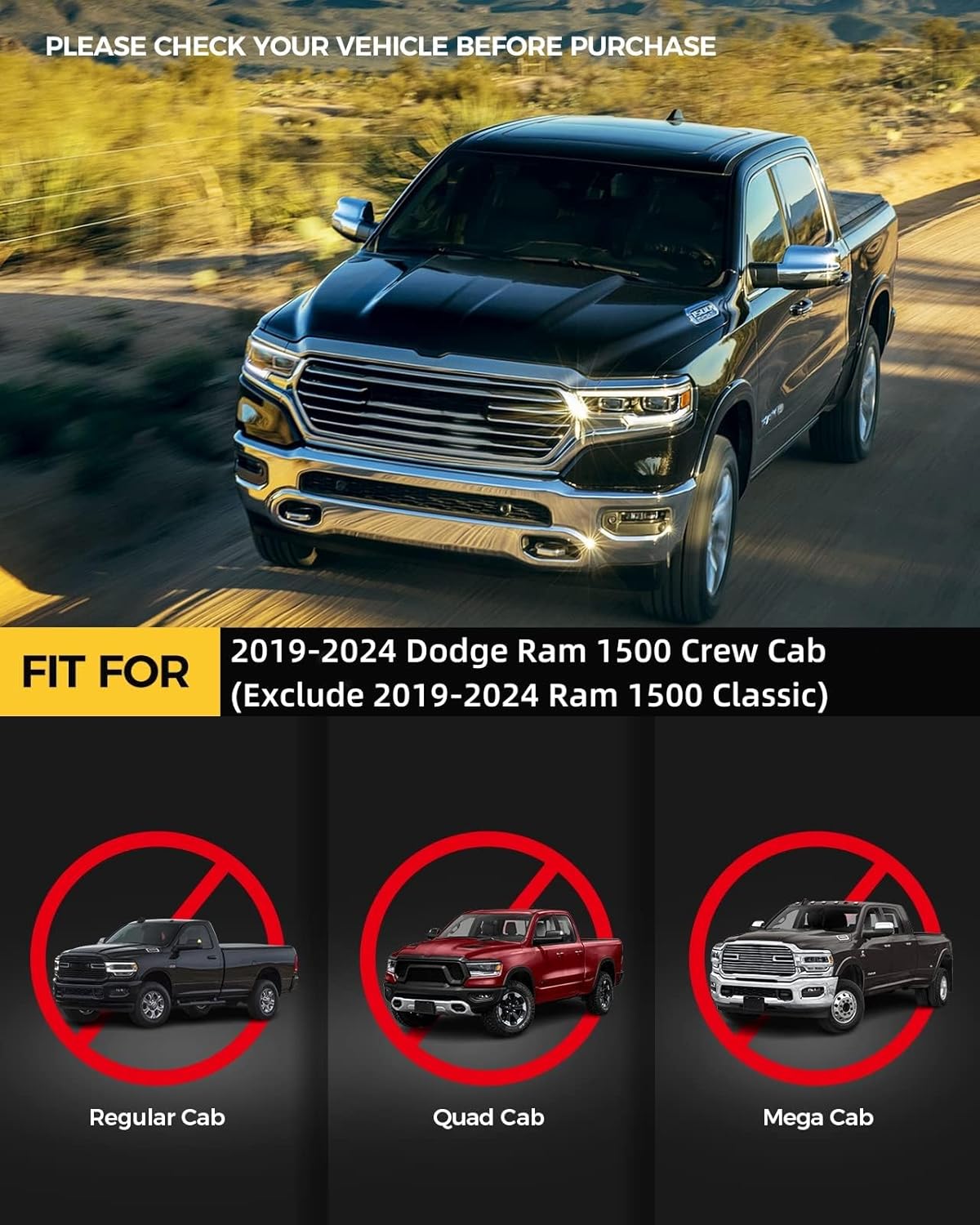 KYX Running Boards & Steps Nerf Bars Fit for 2019-2024 Dodge Ram 1500 Crew Cab (Exclude 2019-2024 Ram 1500 Classic), A Pair 6 inch Car Door Side Steps Nerf Bars Truck Boards Step Rails-Silver Logo