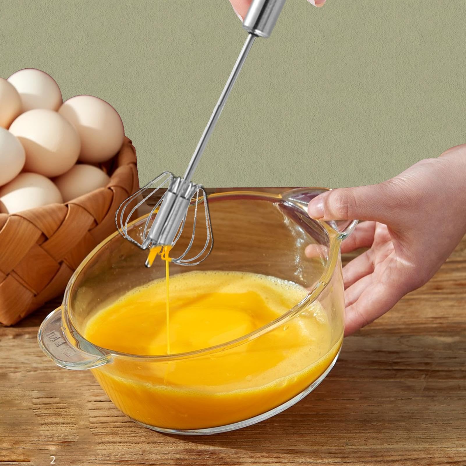 2 Pezzi Frusta, Fruste Per le Uova, Frusta a Spinta Manuale Semiautomatica Multifunzionale, Frusta da Cucina in Acciaio Inossidabile, Sbattitore a Mano, Frusta Per Il Latte, Frusta Rotante