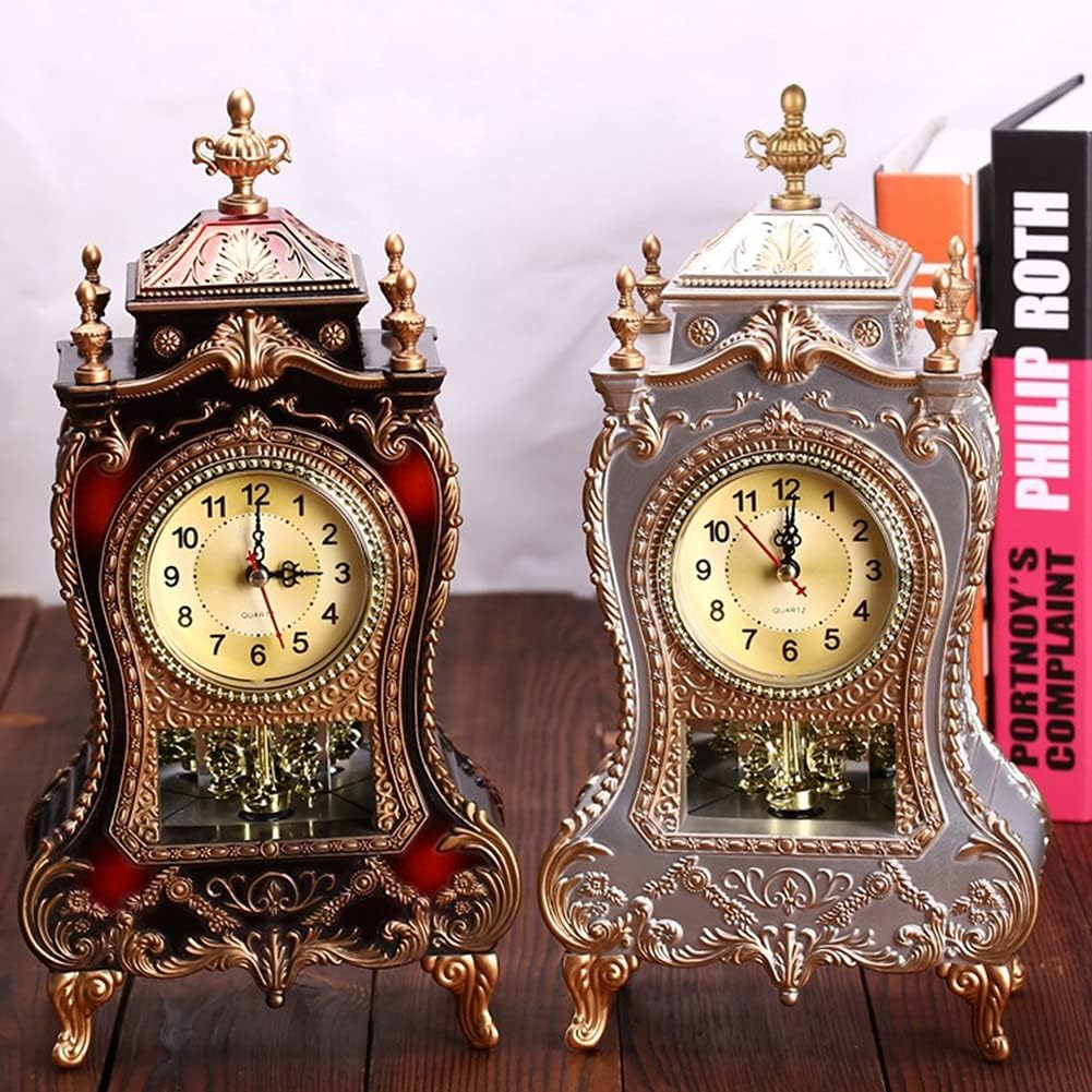 Ochine Vintage Retro Alarm Clock with 12 Songs, Antique Clock Small Desk Clock for Table, Retro 13 inches Battery Operated Alarm Clock Decorative Table Clock for Home Office Living Room Bedroom
