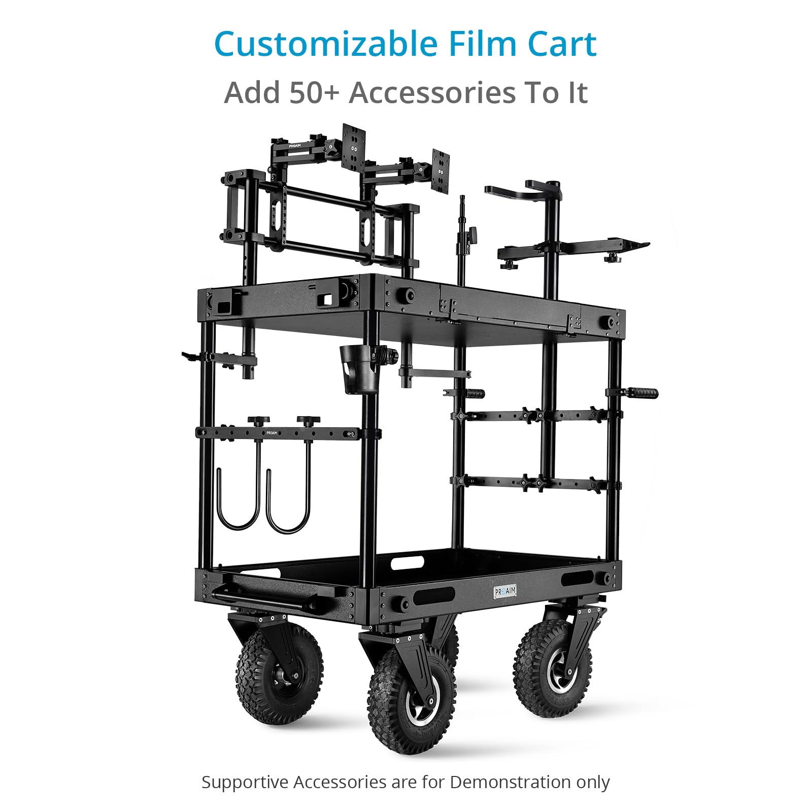 PROAIM Carrello per videocamere di produzione Victor Pro da 32". Per videomaker registi e fotografi. Carico utile: ripiano superiore: 150kg/330lb e ripiano inferiore: 200kg/440lb (CT-VCTR-PRO-32)