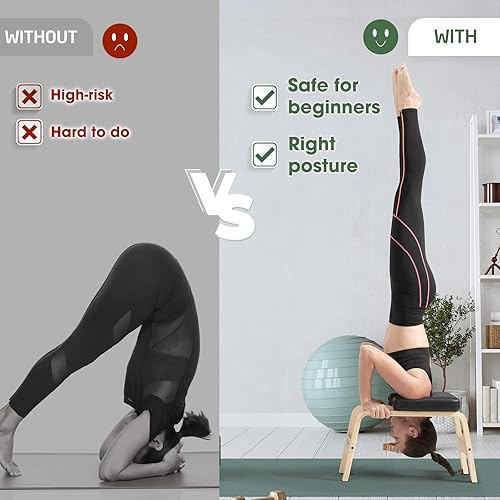 Miniatura 5 de Yes4All Banco de pie de cabeza de yoga, silla de inversión de yoga para fortalecimiento de la base - negro