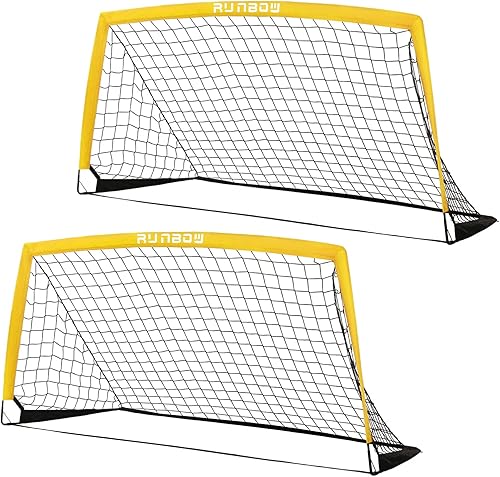 Miniatura 14 de RUNBOW Portería de fútbol infantil de 6 x 4 pies con bolsa de transporte, red de fútbol plegable portátil para entrenamiento de práctica en el patio