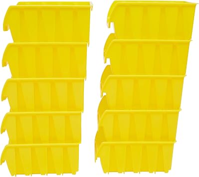 The Workplace Depot Plastic Picking Bins, Semi Open Fronted Stackable Parts Storage Pick Containers (Yellow)