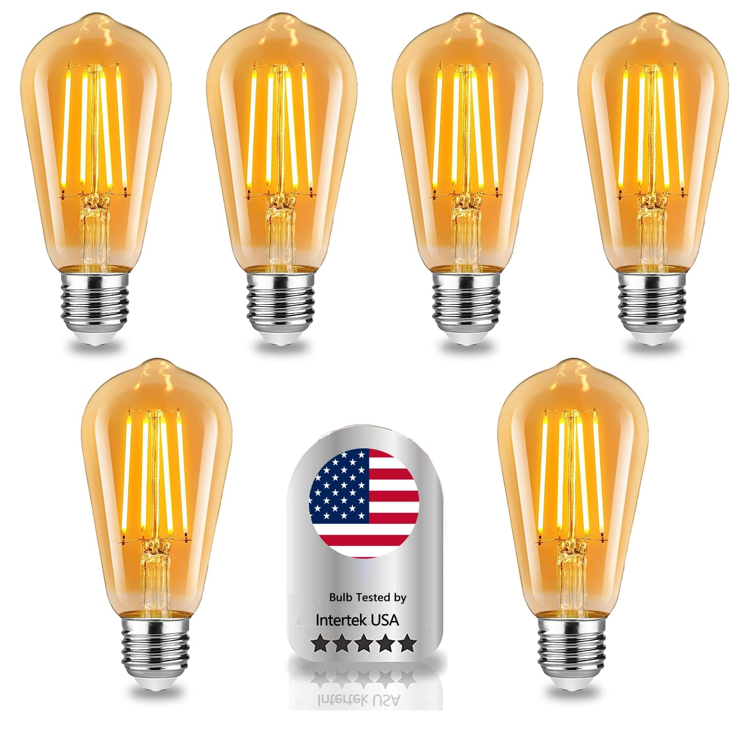 CTrowelpro Vintage LED Edison Bulbs 6W, Equivalen 60W Warm White 2700K ST64 Dimmable Antique LED Filament Bulbs with 90+ CRI, 600LM, E26/27 Base,