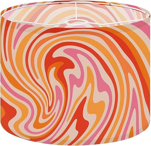 Lámpara de tambor, pintura de los años 70, colores retro, fondos fluidos abstractos, pantalla para lámparas de pie, lámparas de mesa, lámpara