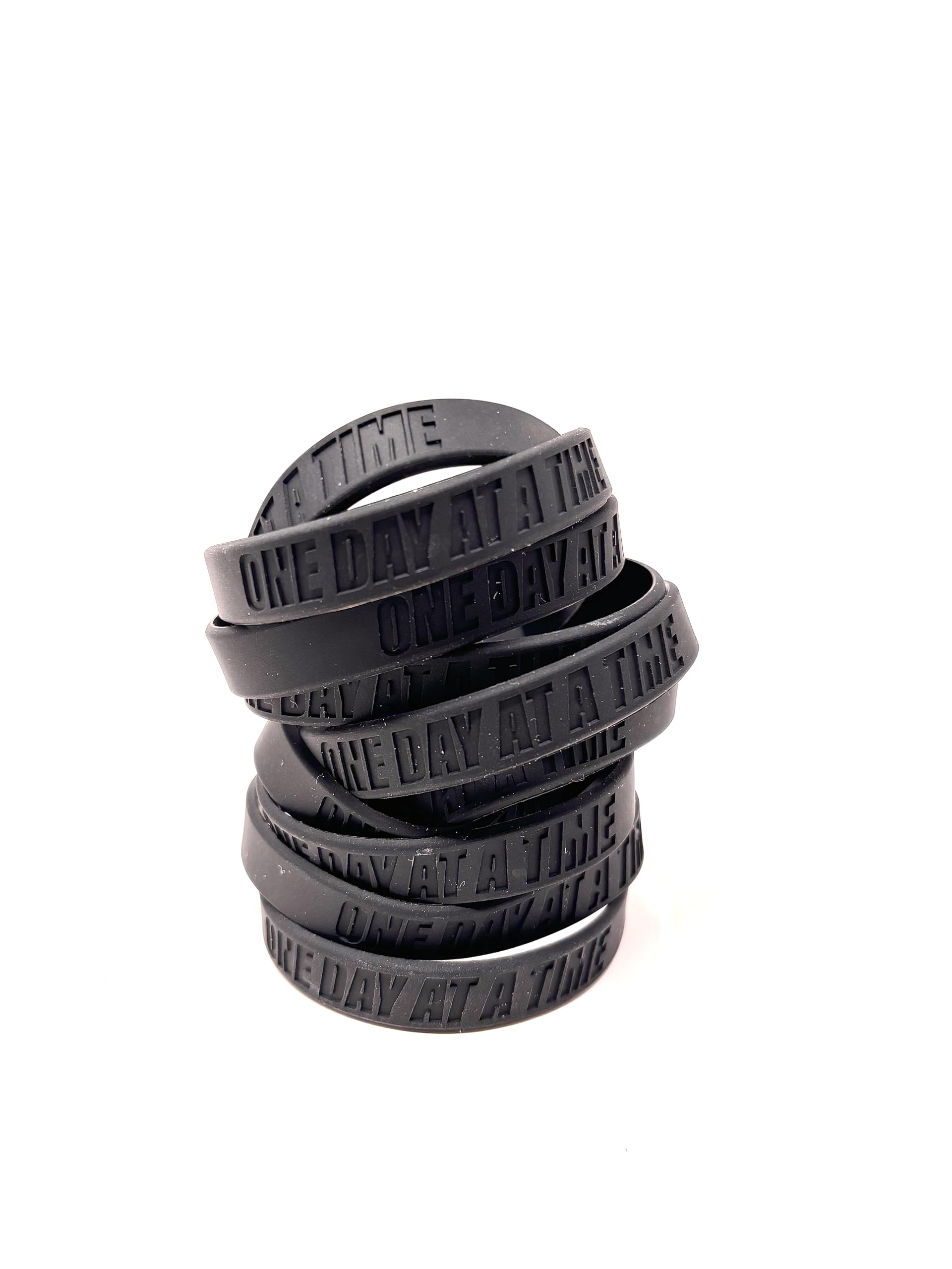 10 Pack One Day at a Time Silicone Bracelets, Rubber Wristbands, AA; NA, Al Anon, Alcoholics Anonymous, Narcotics Anonymous, Recovery Gifts, Sobriety Gifts, Sober Anniversary, Motivational