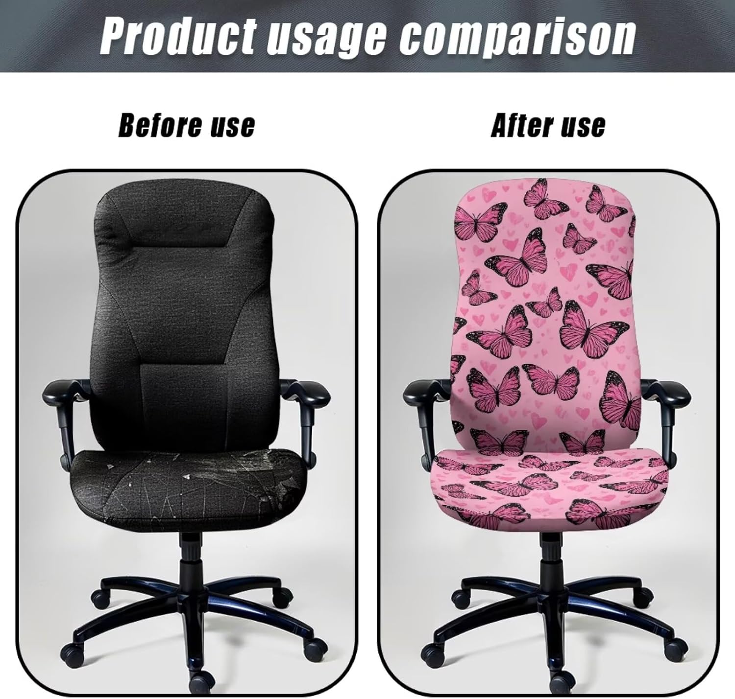 Butterfly Print Office Computer Desk Chair Cover Soft Fit Universal Desk Rotating Slipcovers Non Slip Gaming Chair Covers with Elastic Bottom