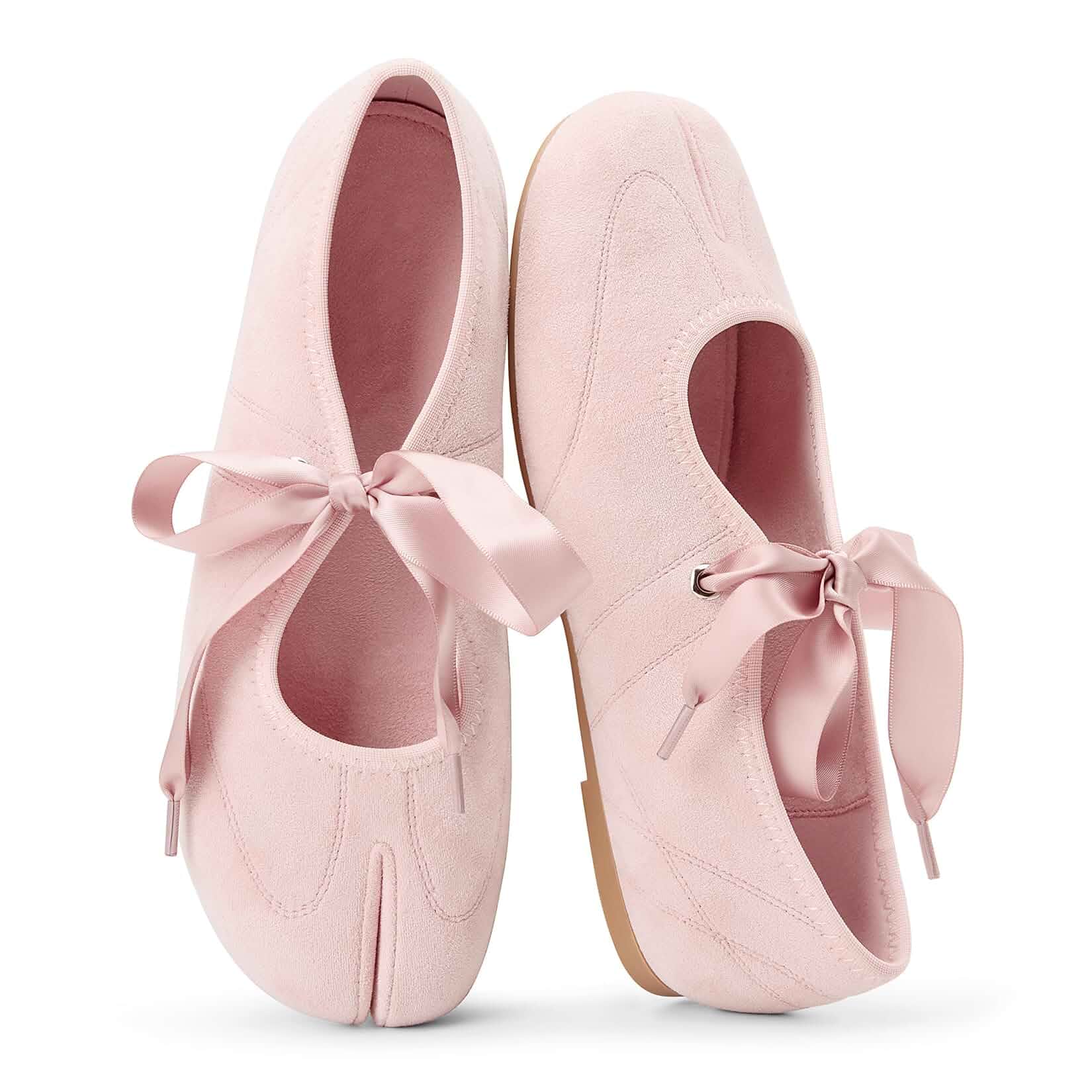 NobleOnly Tabi Ballet Flats Shoes for Women Split Toe Lace Up Ballet Flats Suede Slip On Low Heel Comfortable Flats Shoes Casual Dressy Mary Jane Flats Ballerina Shoes