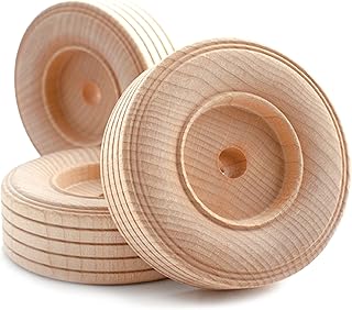Pinehurst Crafts Treaded Wooden Toy Wheels, 3-Inch Diameter x 1-Inch Thick (3/8-Inch Hole), Pack of 8
