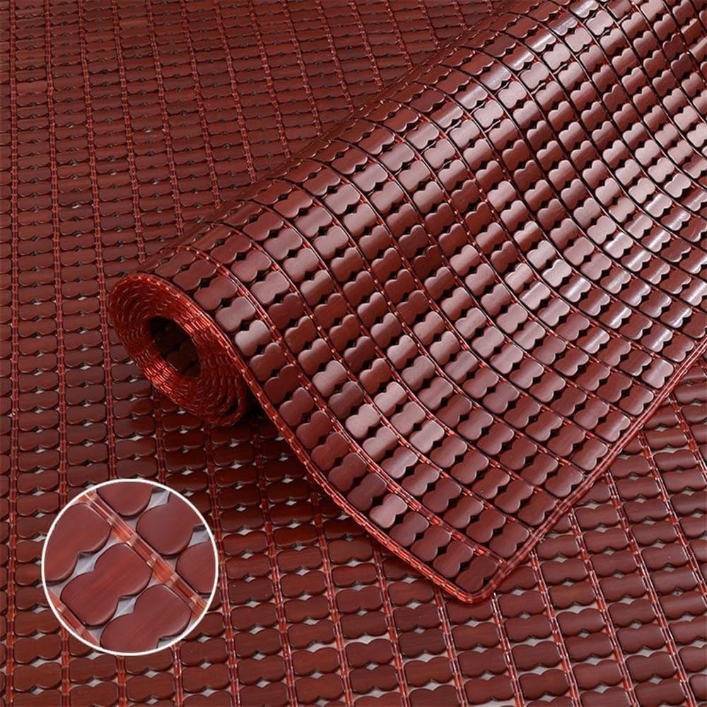 Double Cooling Bamboo Sleeping Mat, Foldable Carbonized Mahjong Mattress for Summer, Smooth Breathable Pad for Bedroom and Travel(Brown,0.8 * 1.9m)