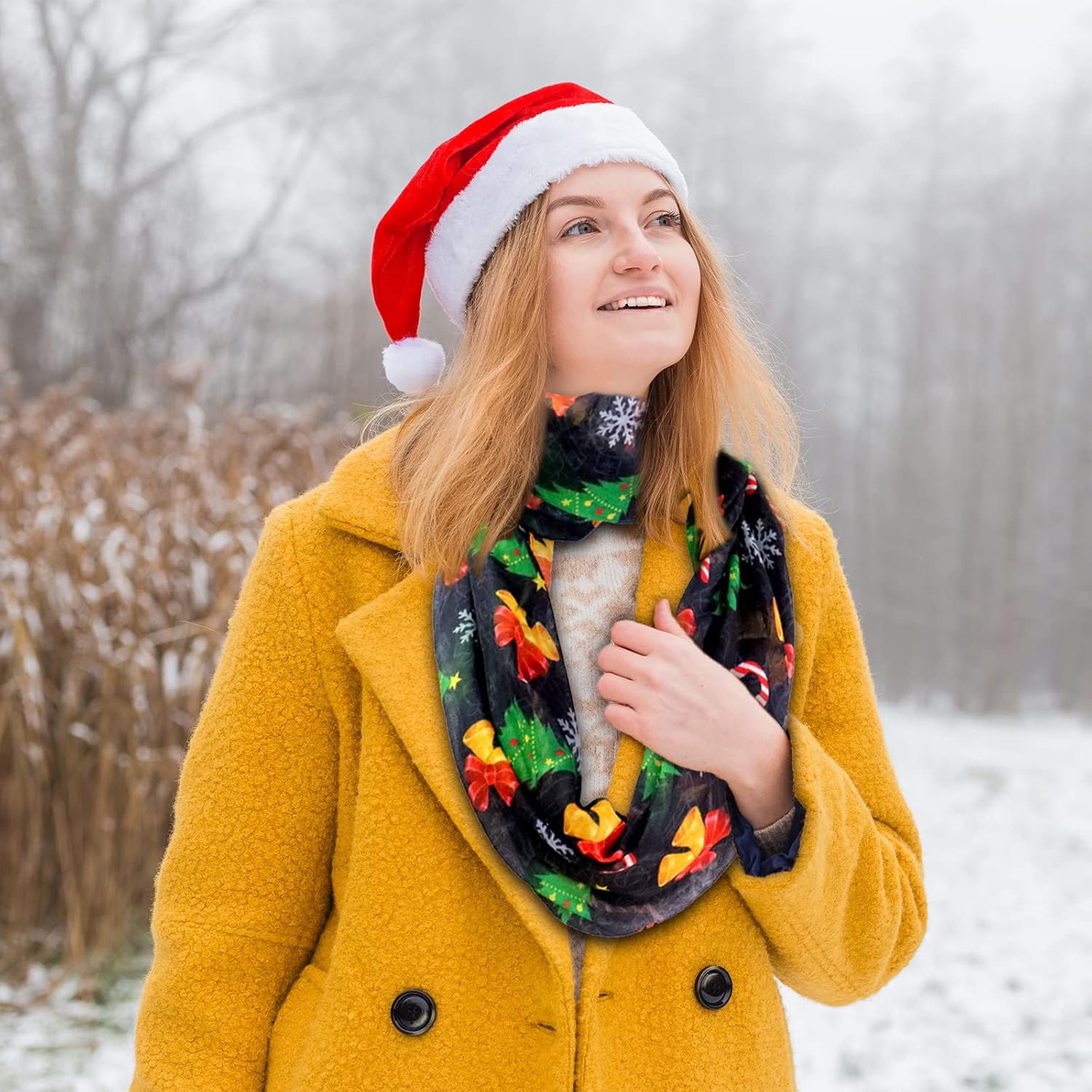 Christmas Sheer Scarf Soft Light Weight Women Scarves Sheer Infinity Holiday Scarf Gifts for Your Mom, Sister, Friend - Image 4