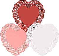 Gift Boutique 96 Pack 10 Inch Heart Doilies - Red Pink White Paper Lace for Valentine's Day Crafts Decorations