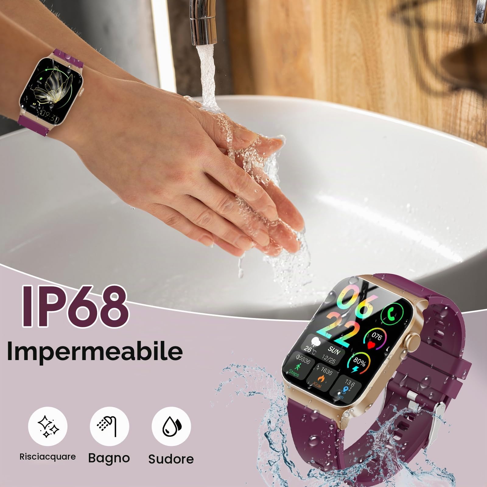 STECEi Smartwatch Uomo Donna Rispondi/Effettua Chiamate, 1.85" Orologio Smartwatch con 113 Sportivo, Impermeabil IP68 Sportivo Watch con Contapassi/Sonno/Cardiofrequenzimetro, Rosso Vivo