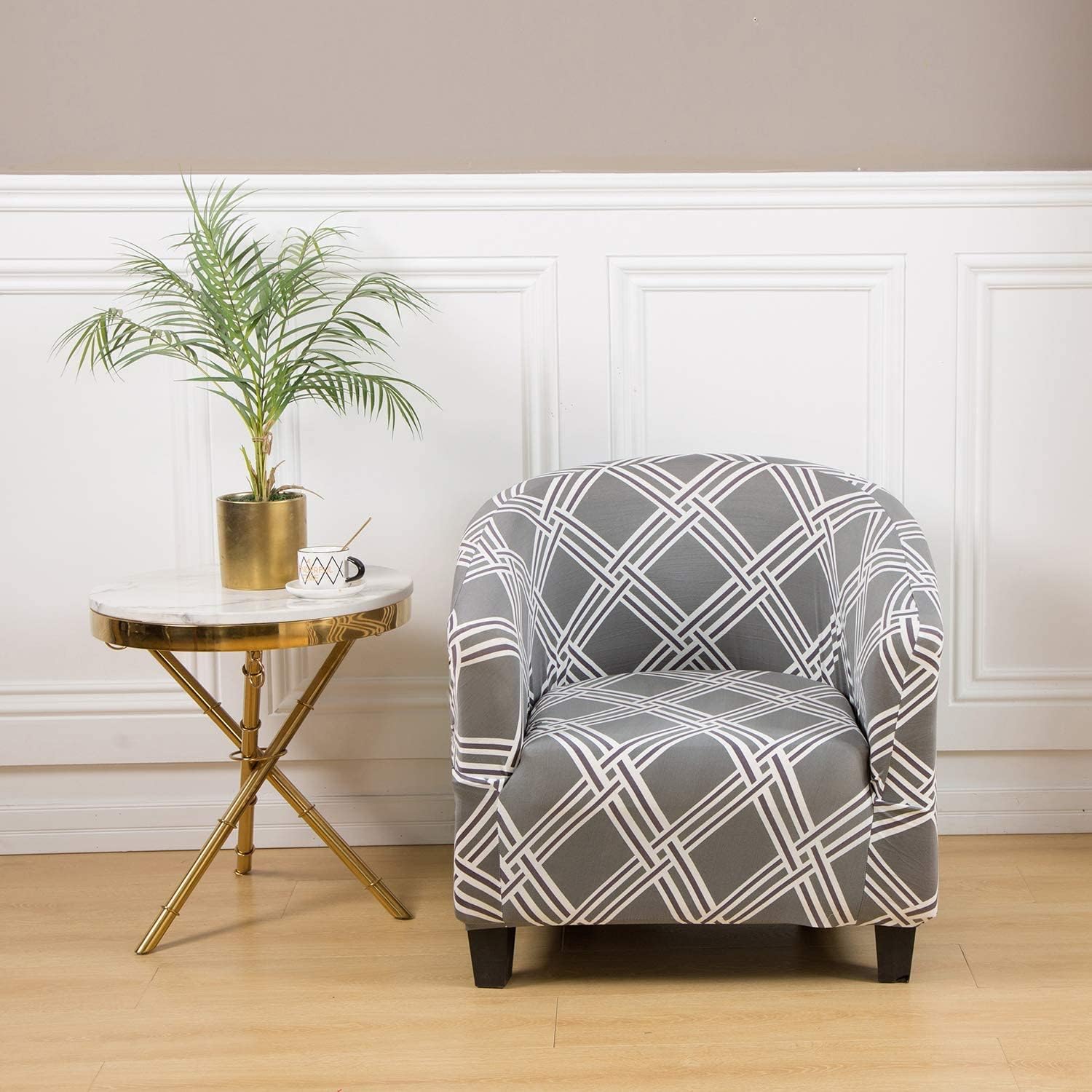 Stretch Armchair Cover Tub Chair Covers for Armchairs Velvet Club Chair Slipcover Sofa Covers Spandex Plush Seat Covers Furniture Protector (H)