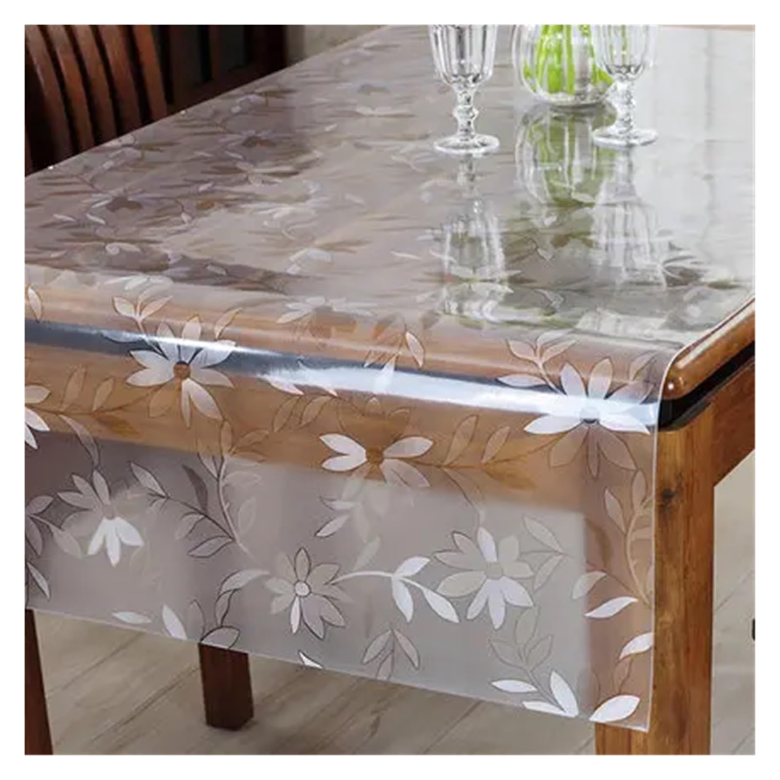 CIGPKLO Transparent Tablecloth 1.5mm Translucent Waterproof Soft Tablecloth Rectangle Table Cloths Coffee Mat Cover For Kitchen(B 1.5mm,90x90cm)