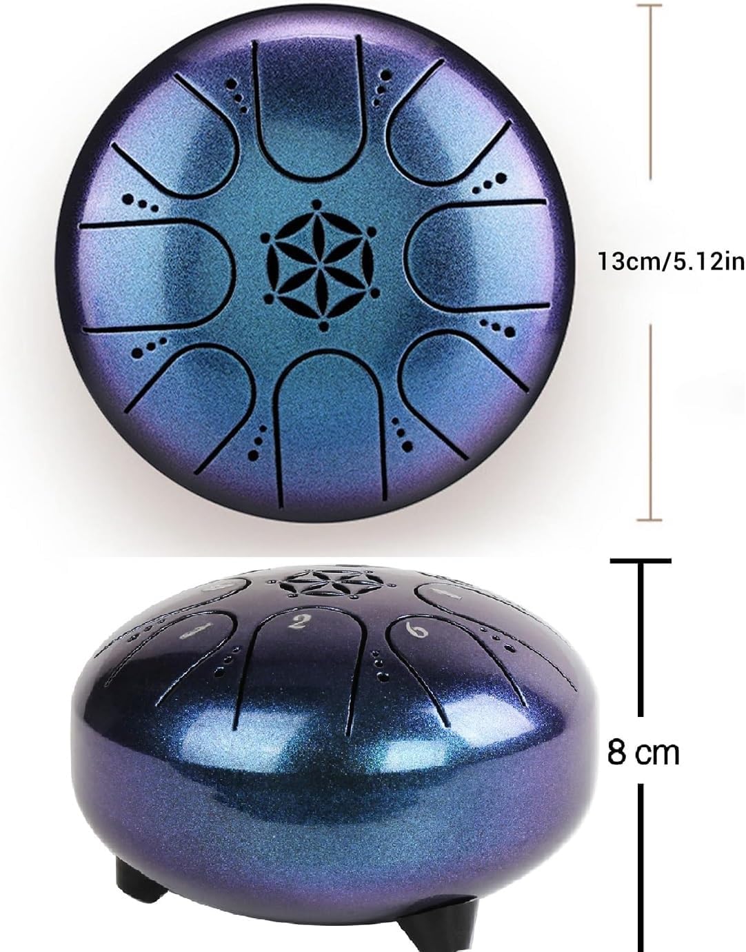 Bęben językowy 5", 8 tonów, stalowy bęben językowy, ręczny uchwyt do medytacji i relaksu, jogi, aktywności rodzinnych, instrument na bęben ogrodowy (złoty)