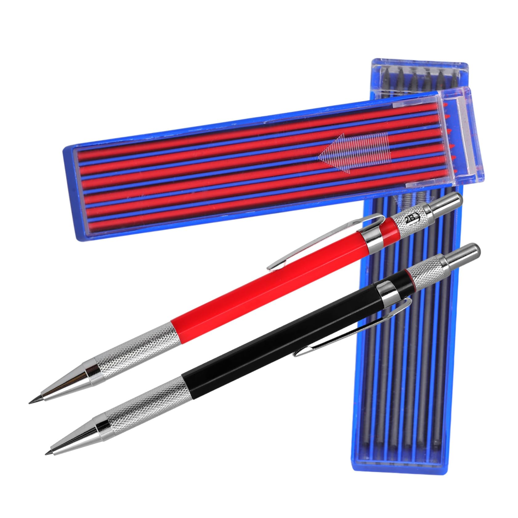 STOBOK 5ensembles Crayon Mécanique Pour Charpentier Crayon Automatique Avec Recharges Noires Et Rouges Outil De Marquage Professionnel Pour Menuiserie Et Construction