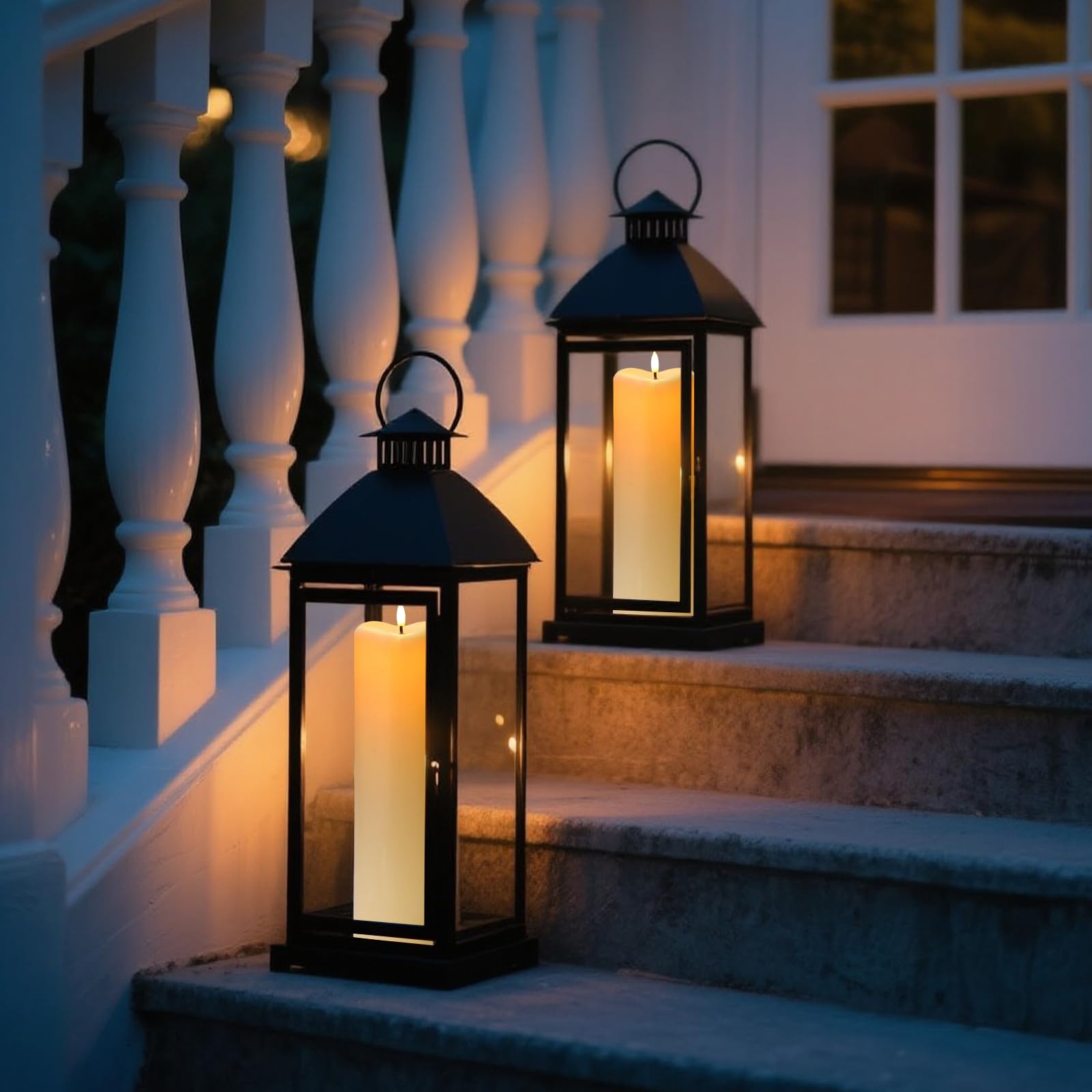 Velas solares grandes sin llama para exteriores, 4 x 14 pulgadas, velas parpadeantes recargables de energía solar, velas falsas de plástico impermeables para decoración de porche y patio (blanco