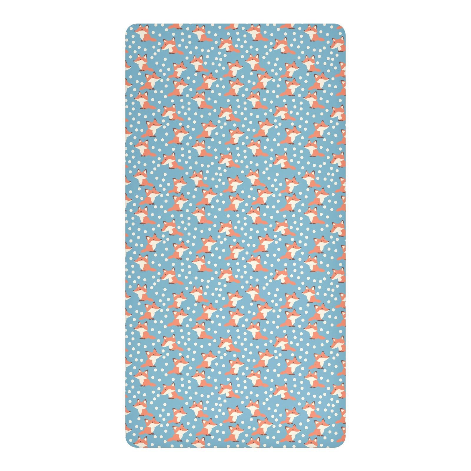 Parure de lit imperméable pour berceau motif renard bleu 132x71 cm