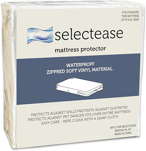 Nutan, Protector de colchón con cremallera premium con función transpirable y silenciosa, resistente al agua, tela de alta calidad con cremallera,