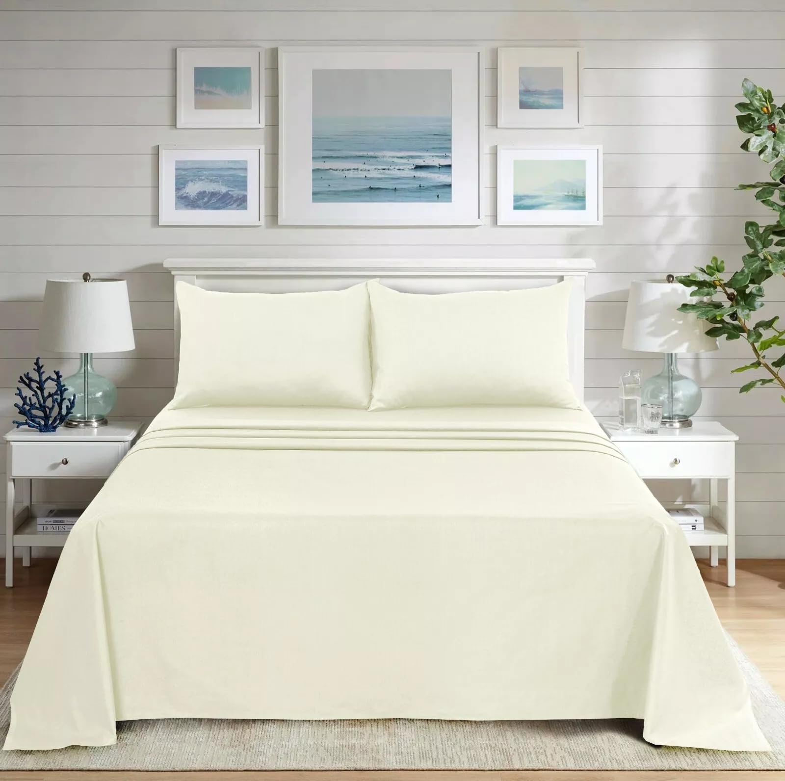 Black Horse Surrey Cream Black Horse Flat Sheet - Poly Cotton Easy Care Soft Brushed Microfibre Fabric - Wrinkle, Shrinkage And Fade Resistant | Hotel Quality Bedding Sheet