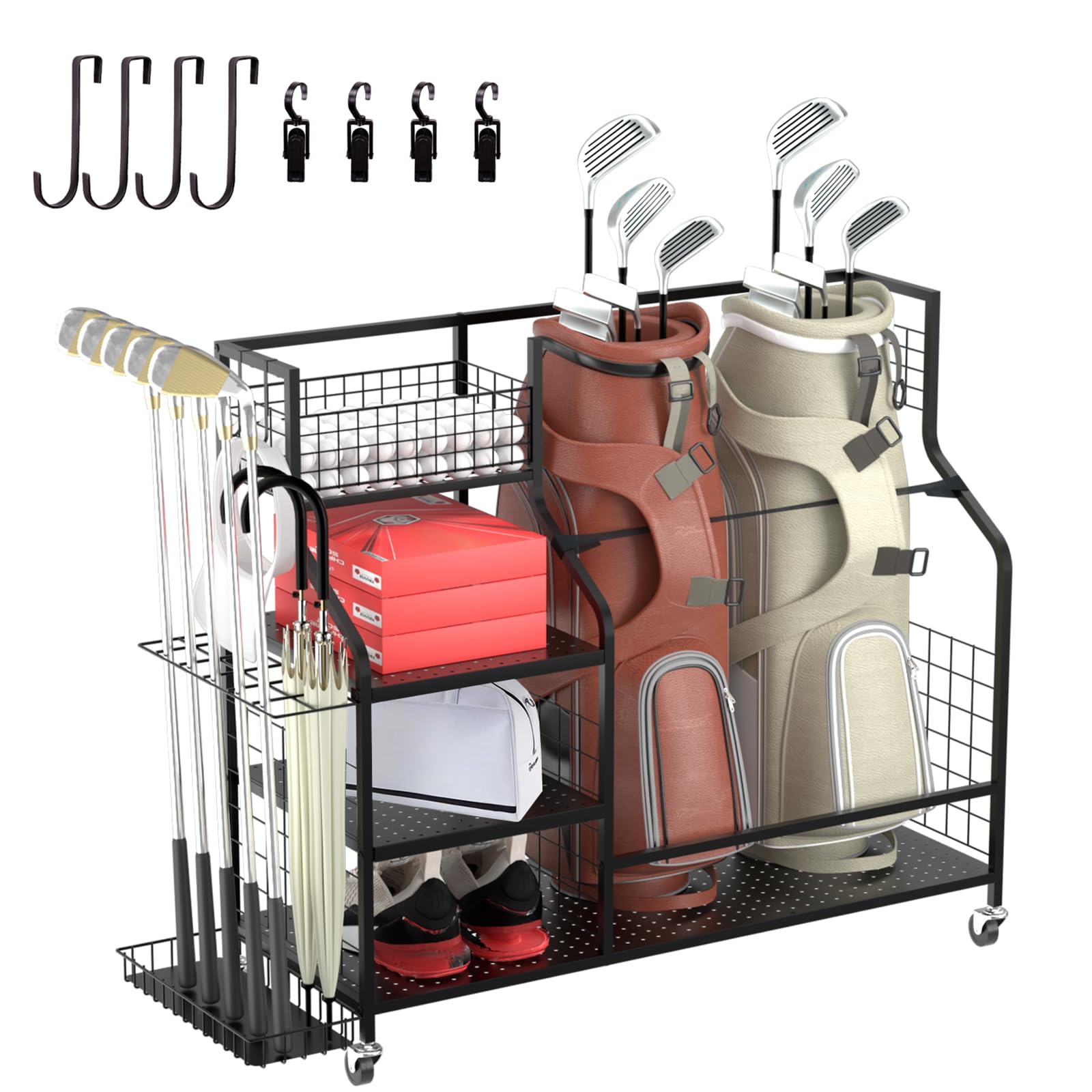 ゴルフ収納ラック ゴルフバッグオーガナイザー ガレージ用 ゴルフ