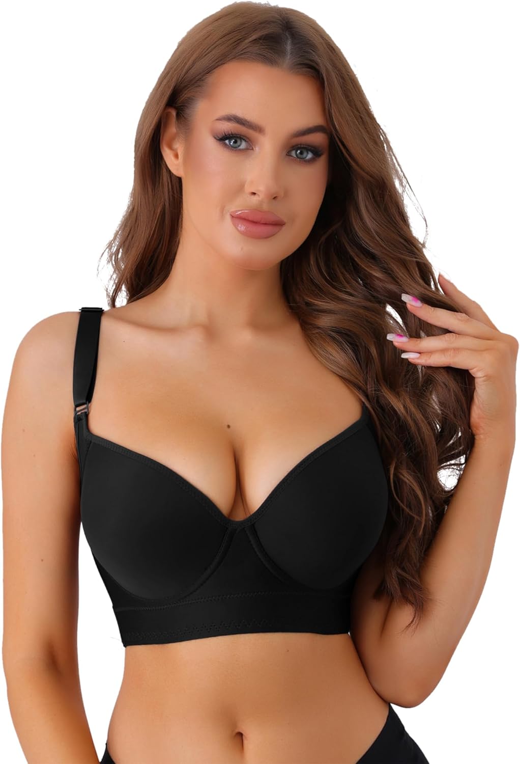 Allegra K Plus Size Push Up Bras for Women Underwire Supportive Bralette Seamless Wide Adjustable Straps Bra