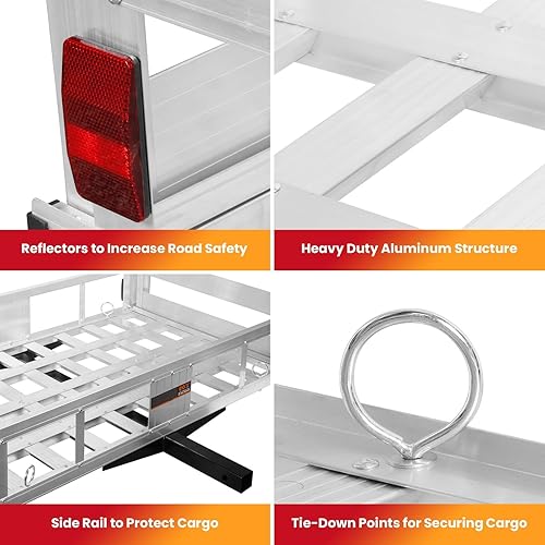 Miniatura 4 de Transportador de carga de alta resistencia de 700 libras con rampa plegable, portador de carga plegable a prueba de óxido, aleación de acero al