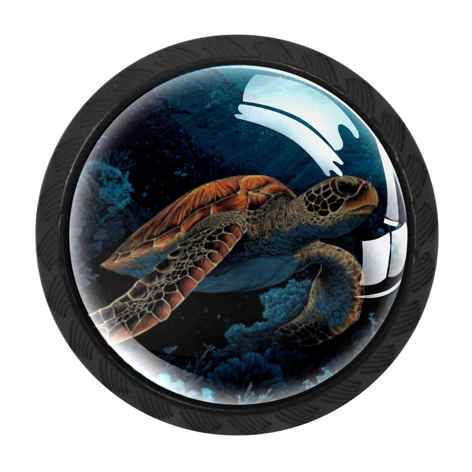 CHENZZZZ Sea Turtle (2) Cabinet Knobs 4 Pieces Drawer Kitchen Cabinets Dresser Cupboard Wardrobe Unique Pulls Handles