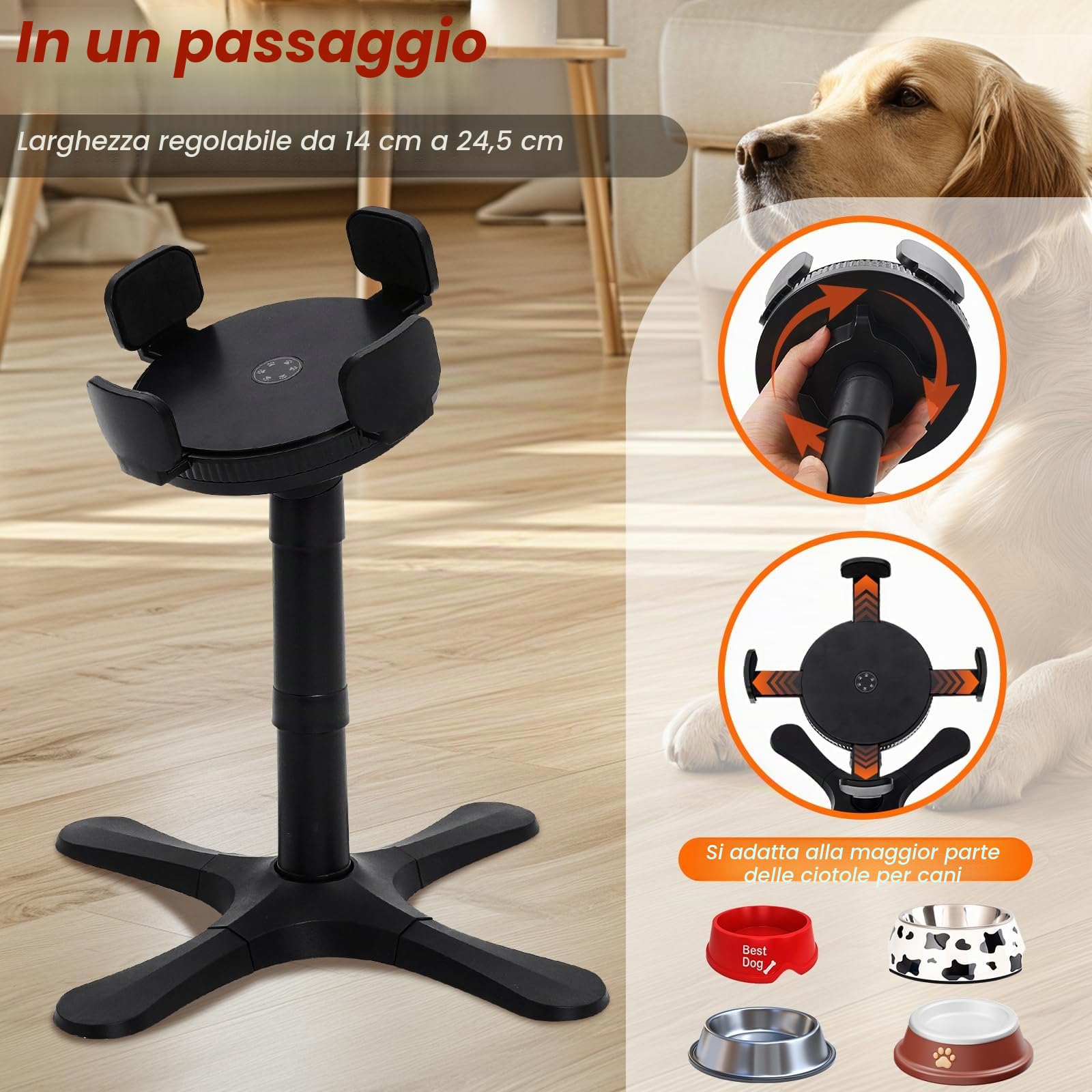 Ciotole Rialzate per Cani Grandi, Porta Ciotole per cani, 3 Altezze & Angoli Inclinazione, Compatibile Con Ciotole In Acciaio Inossidabile & Per cani Medi E Grandi