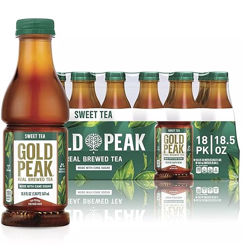 Gourmet Kitchn Gold Peak - Té natural dulce hecho con azúcar de caña - 3 cajas (18.5 onzas 18 unidades por caja), total 54 botellas)