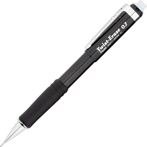 Pentel Twist-Erase III Mechanical Pencil, (0.7mm), Black Barrel, 12 Pack (QE517A)