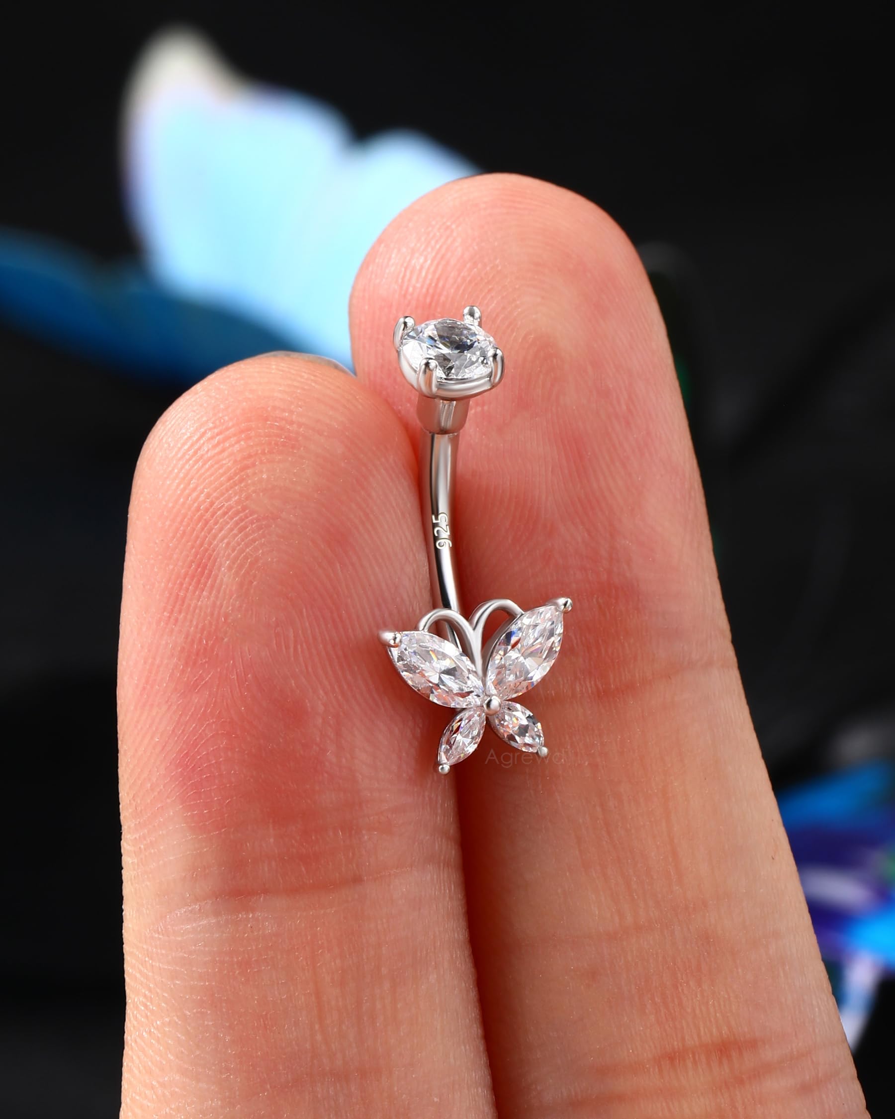 Bauchnabelpiercing Silber 925 Schmetterling Piercing Bauchnabel 14G 10mm