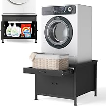 LUCKUP Laundry Pedestal for Washer & Dryer, Heavy Duty Platform Base Stand 29Universal Fit All Machines w/Laundry Basket Shelf and Built-in Drain Hose