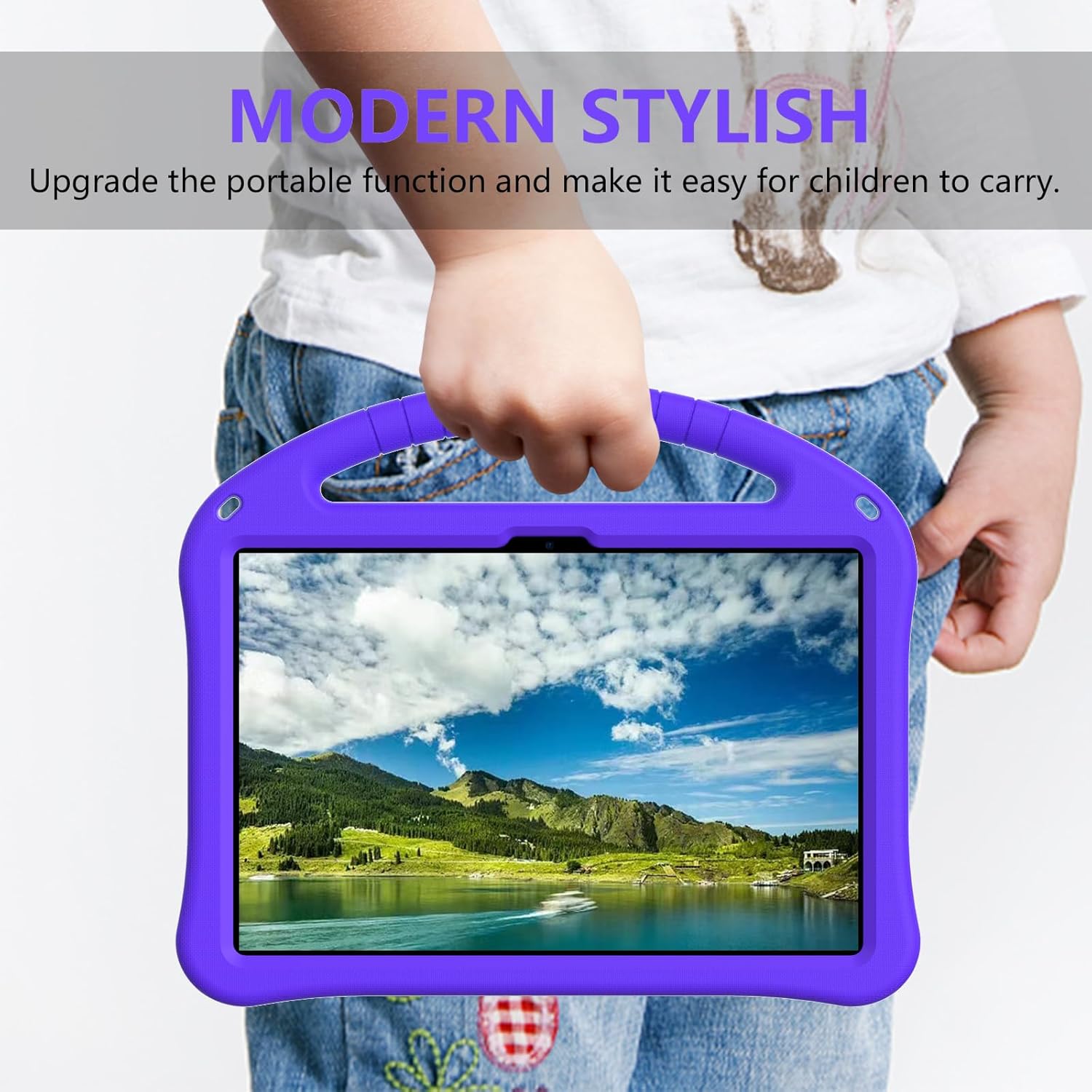 Kids Case Compatible with Umidigi G9 TAB 11"(2024), Lightweight EVA Shockproof Cover w/Stand Shoulder Strap Protective Cover(Purple)